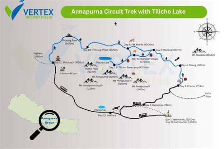 Where is tilicho lake in map of Nepal?